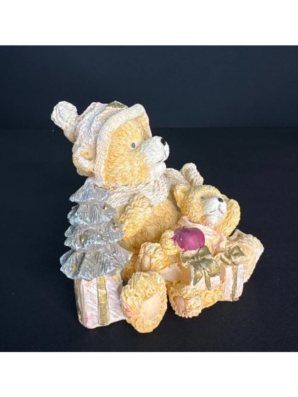 Momma Bear Cub Bear Christmas Tree Teddy Bear Figurine Apple Tree Holiday Decor